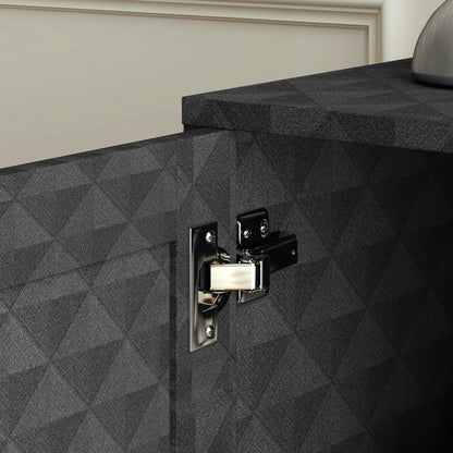 Cupboard with Adjustable Shelf, Open Compartment, 2 Drawers, Black