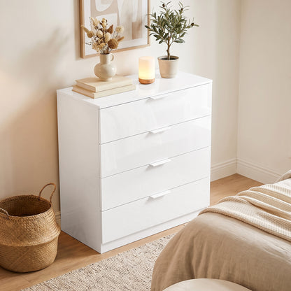 High Gloss 4-Drawer Chest of Drawers with Smooth Runners, White