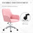 Home Office Chair Leather-Feel Fabric Swivel Chair with Armrests Pink