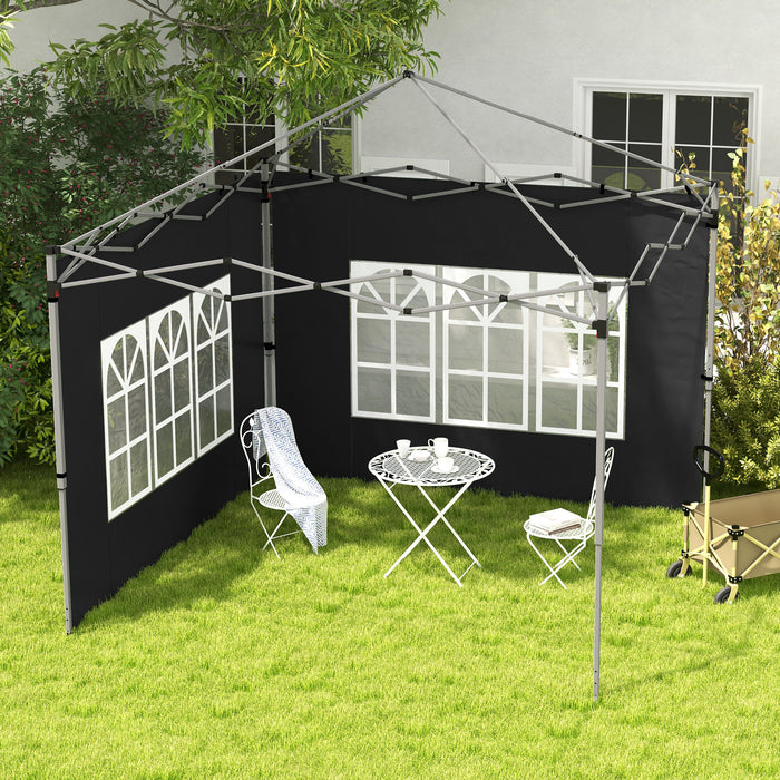 Gazebo Side Panels, Sides Replacement with Window for 3x3(m) or 3x4m Pop Up Gazebo, 2 Pack, Black