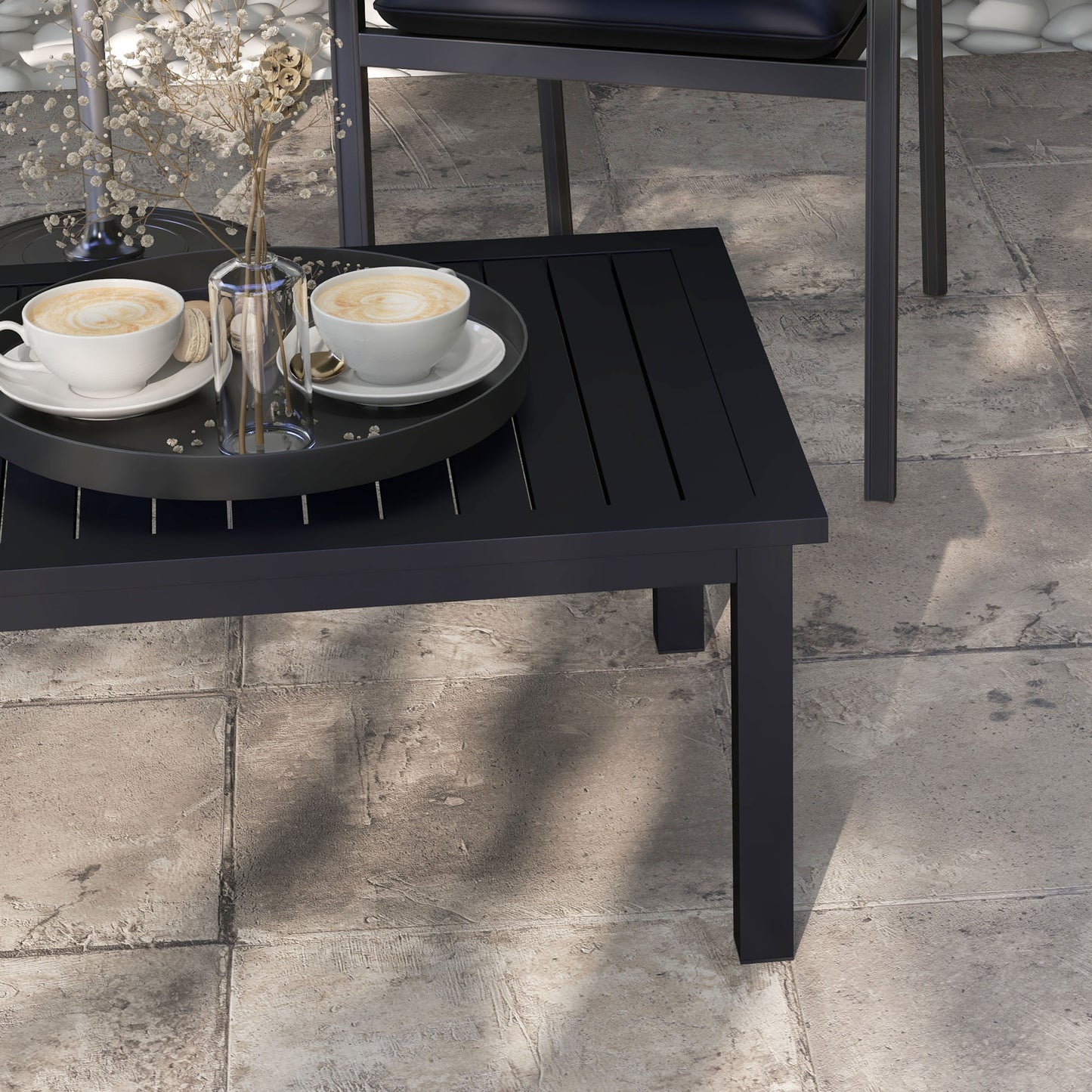 Aluminium Outdoor Coffee Table Patio Table, Black