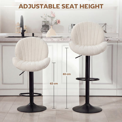 Modern Bar Stools Set of 2, Swivel Counter Height Barstools, Cream