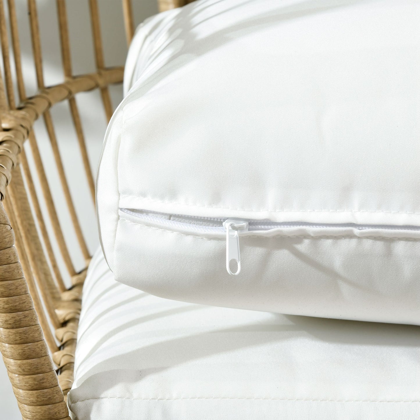 PE Rattan Egg Chair w/ Padded Cushions for Garden, Khaki