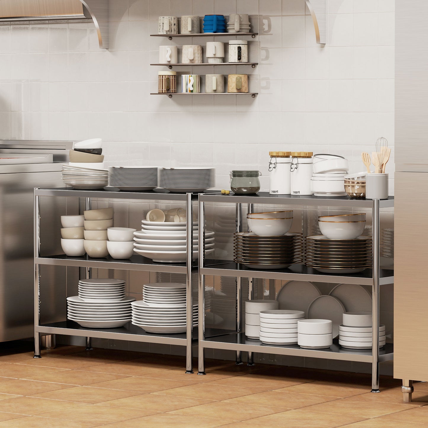 3-Tier Stainless Steel Bakers Rack, Microwave Stand for Small Spaces