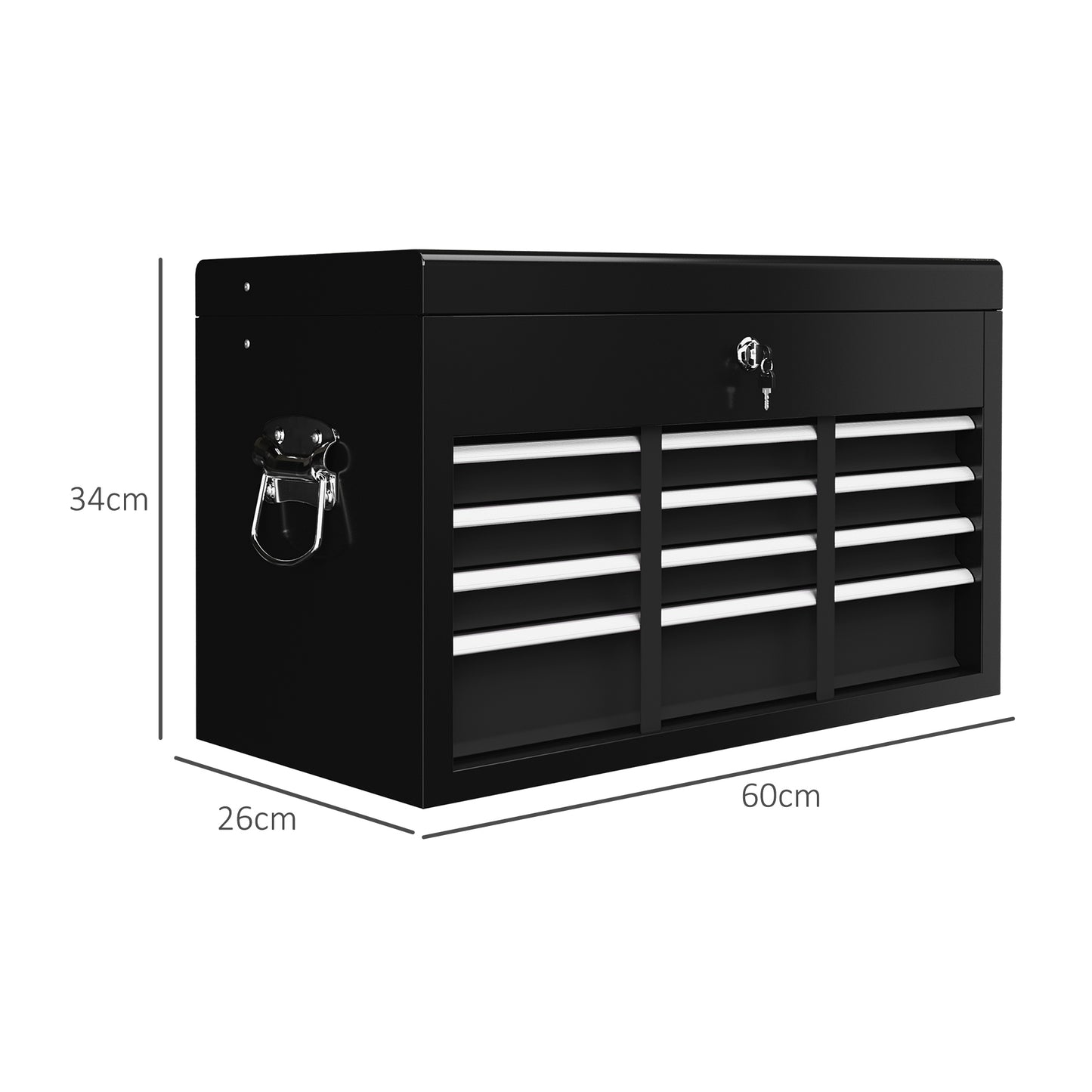 Lockable Metal Tool Chest w/ 6 Drawer, Ball Bearing Runners, Black