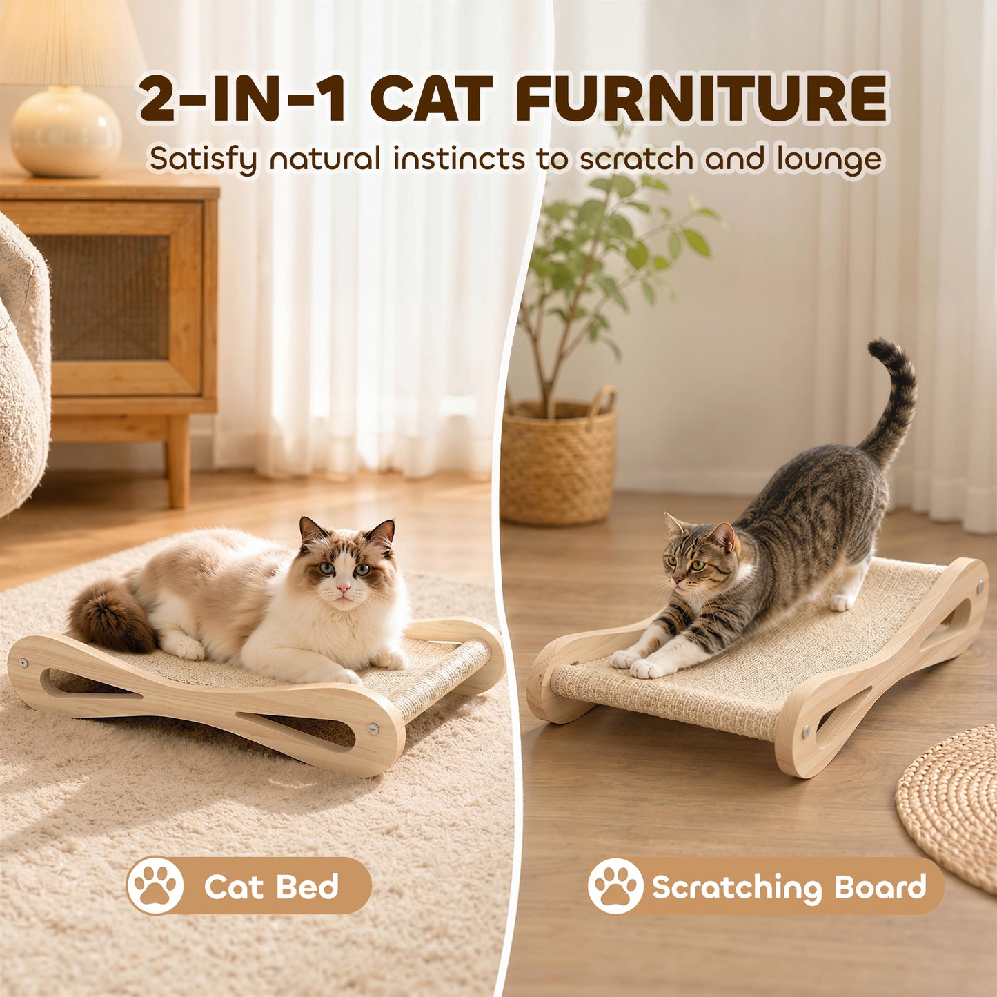 2 in 1 Sisal Cat Scratcher Bed Cat Scratching Board and Lounger