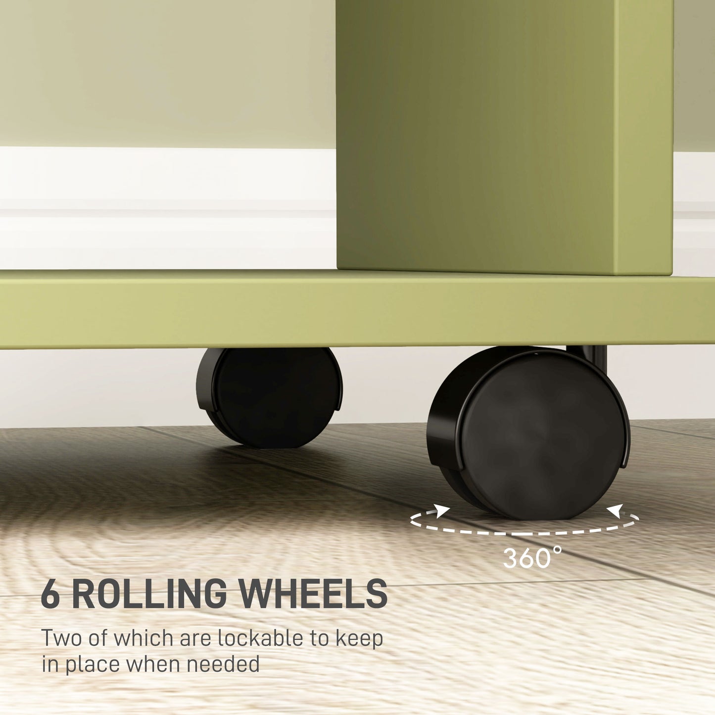 Mobile Double Open Wardrobe w/ Clothes Hanging Rail Colthing, Green