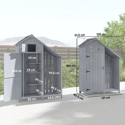 Fir Garden Storage Shed With Shelves Log Rack, For Garden Tools