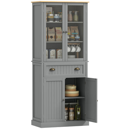 Tall Kitchen Cupboard, 5-tier Storage Cabinet with Adjustable Shelves