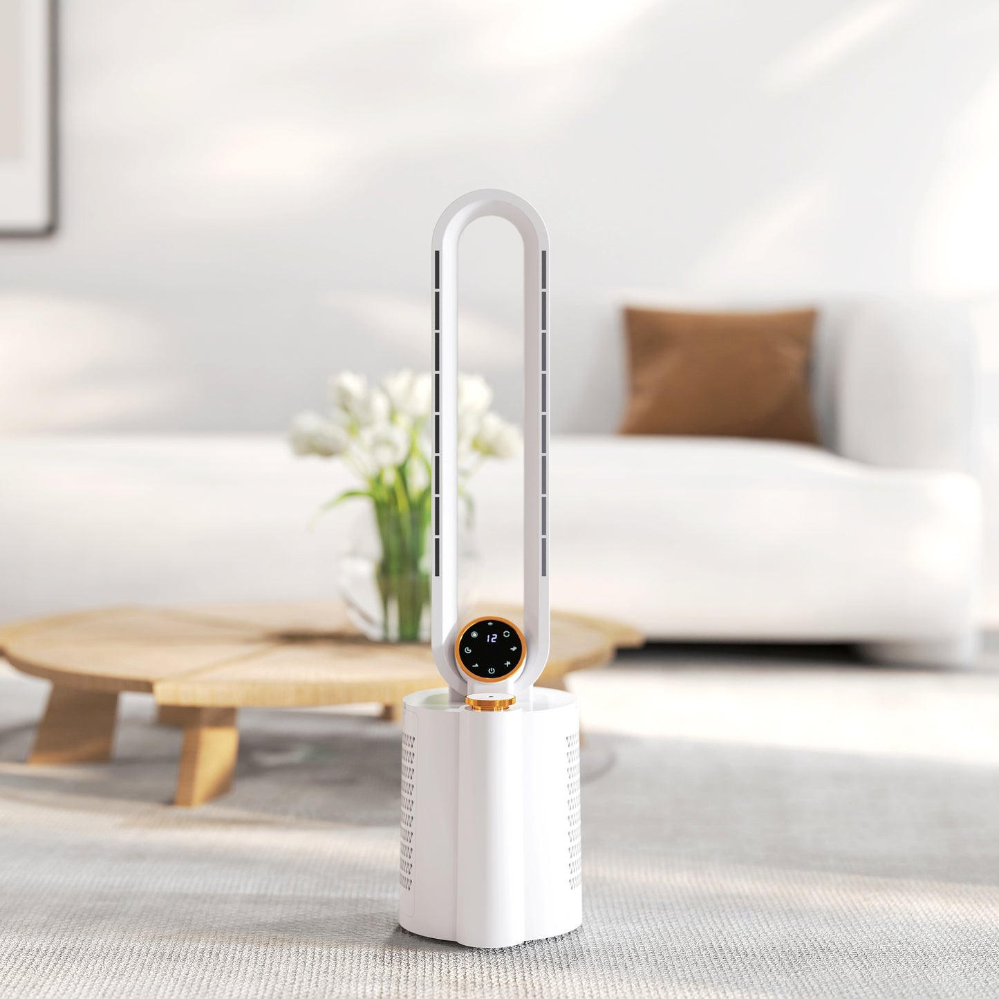 Bladeless Tower Fan with UV Sterilisation & Humidifier, Oscillation