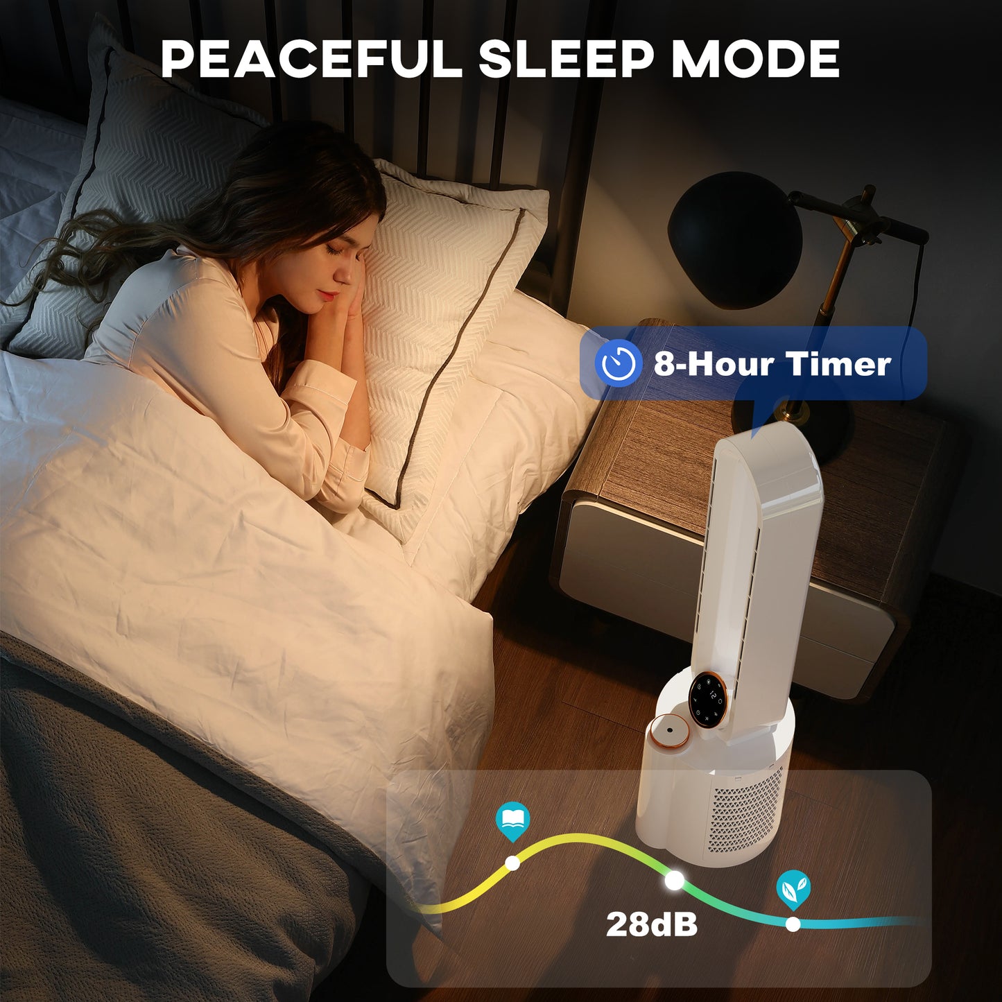 Bladeless Tower Fan with UV Sterilisation & Humidifier, Oscillation