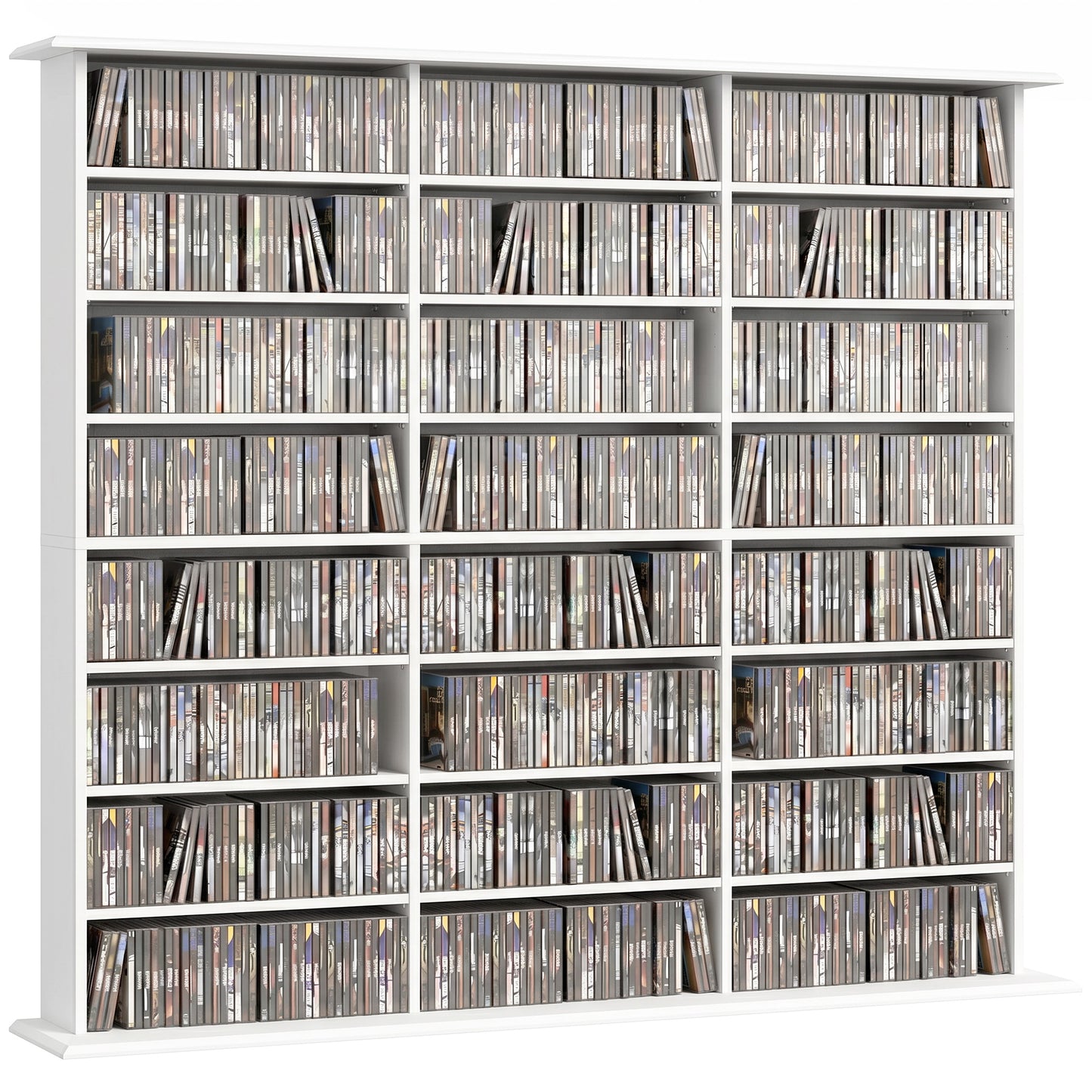 DVD Storage Unit, Media Storage Shelf with 24 Compartments, White
