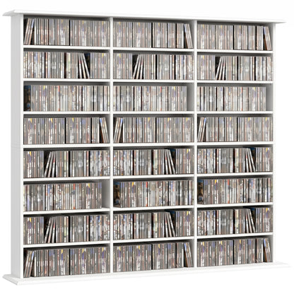 DVD Storage Unit, Media Storage Shelf with 24 Compartments, White
