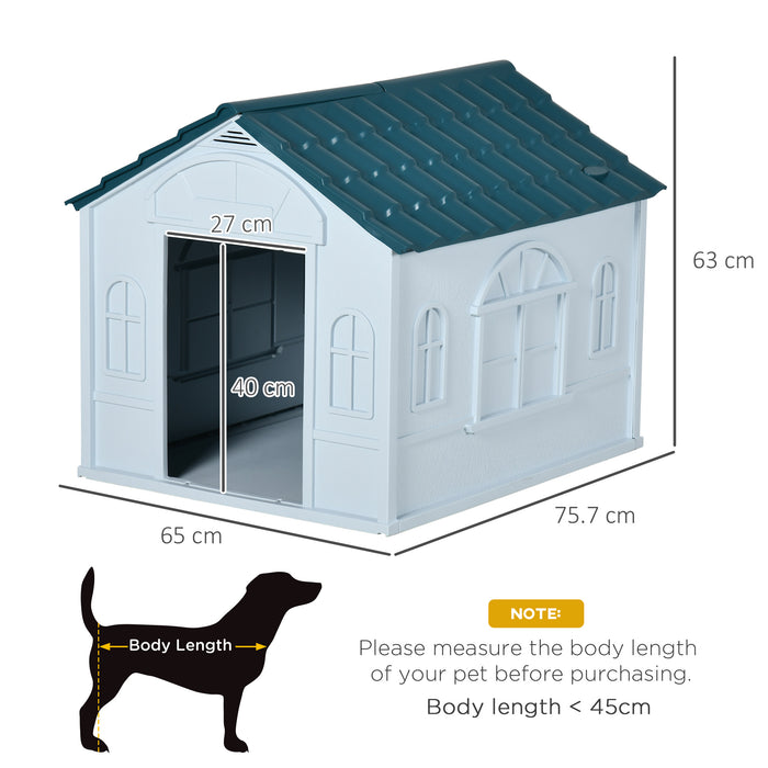 Plastic Weatherproof Dog House, Blue