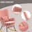 Velvet Rocking Chair with Lumbar Pillow, Rocker Armchair with Metal Legs and Wood Base for Living Room, Bedroom, Pink