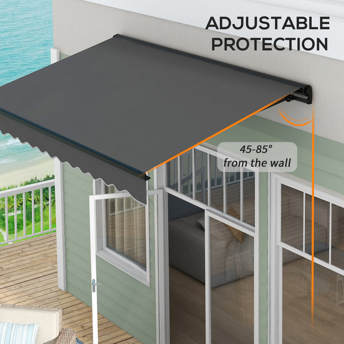 3 x 2m Electric Retractable Awning, Aluminium Frame, Dark Grey