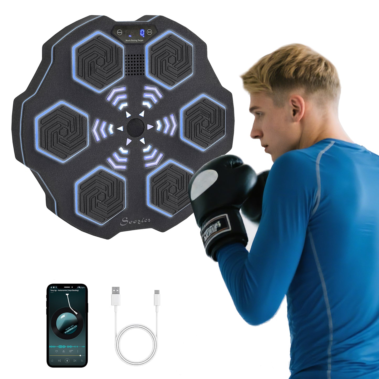 Music Boxing Machine with Bluetooth Connection and LED Light