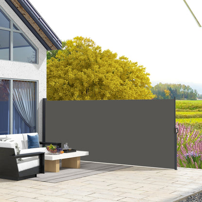 Retractable Side Awning, Outdoor Privacy Screen for Garden, Hot Tub, Balcony, Terrace, Pool, 400 x 180cm, Grey
