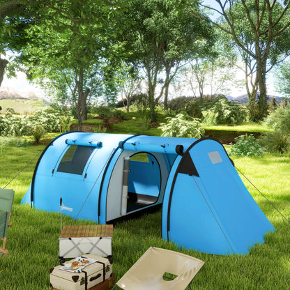 2 Room Camping Family Tent for 3-4 Man, 3000mm Waterproof, Sky Blue
