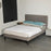 Double Bed Frame with 5-Level Adjustable Headboard Wooden Slats