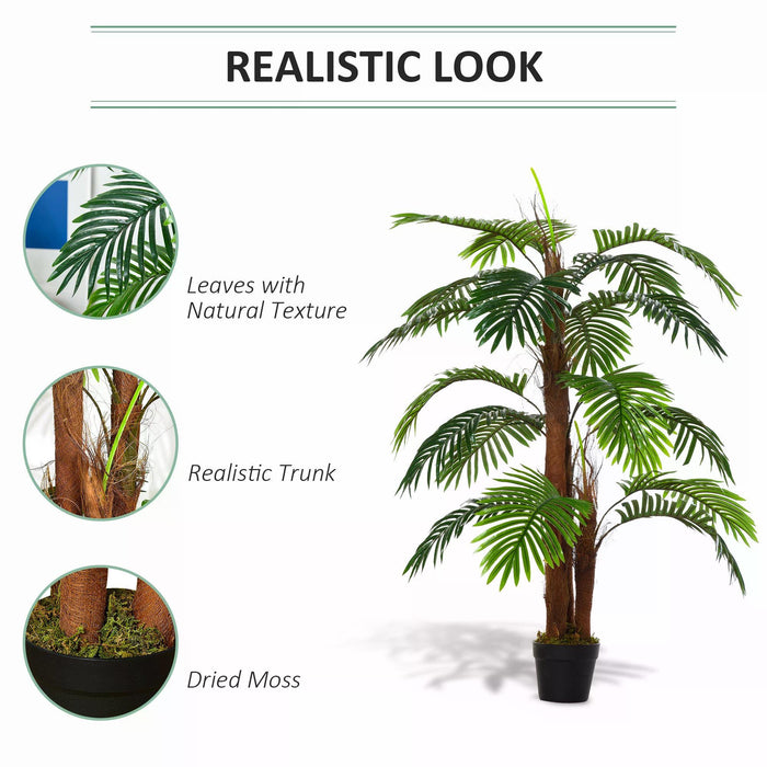 120cm/4FT Artificial Palm Tree Decorative Plant w/ 19 Leaves Nursery Pot Fake Plastic Indoor Outdoor Greenery Home Office D√É¬©cor