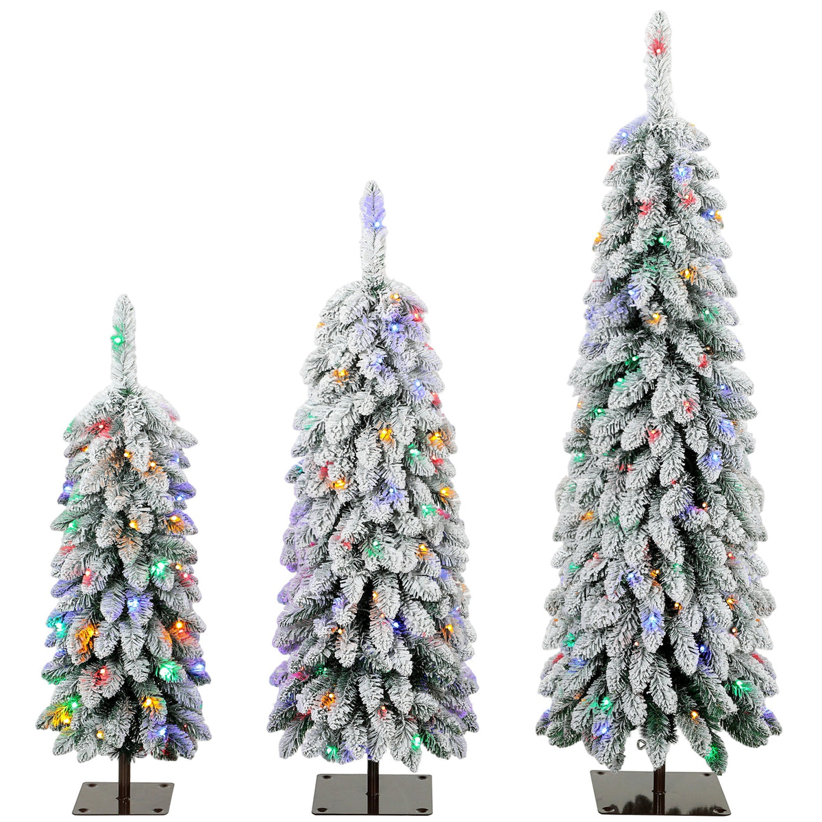 Artificial Christmas Tree Set of 3, PVC Branch Tips, Green White