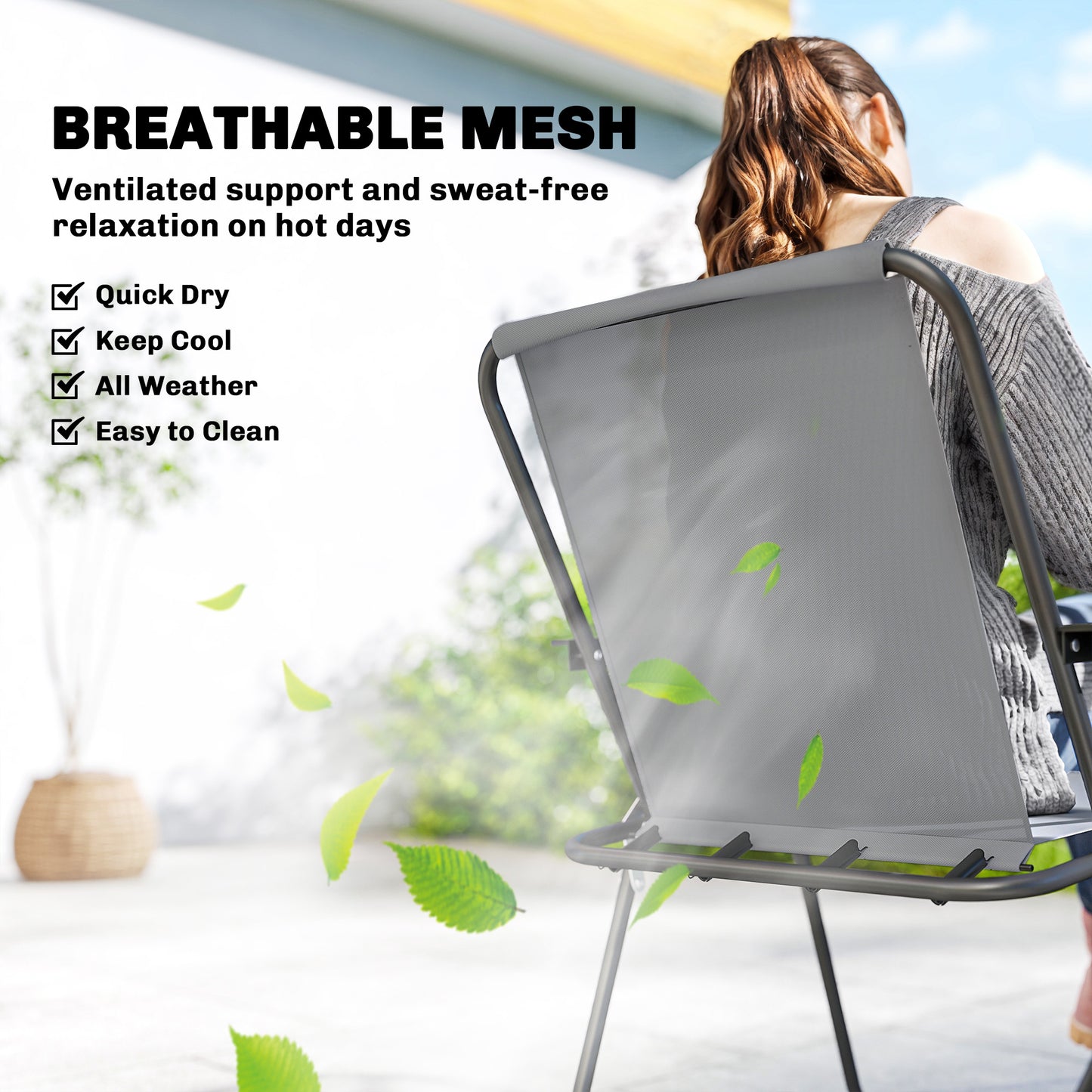 8 Piece Garden Dining Set with 6 Folding Chairs and Umbrella, Grey