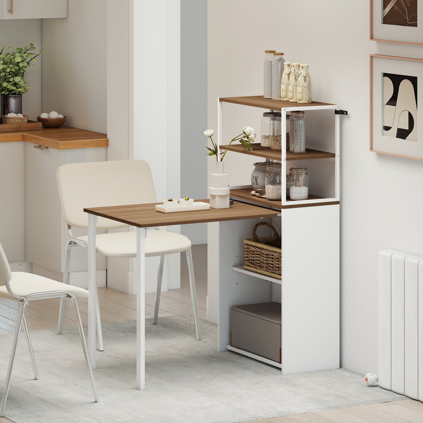 Foldable Computer Desk, Home Office Desk for Small Spaces, Natural