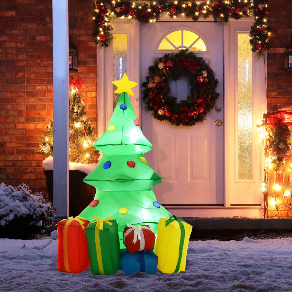 5FT Inflatable Christmas Tree Xmas Airblown Holiday Decoration Outdoor