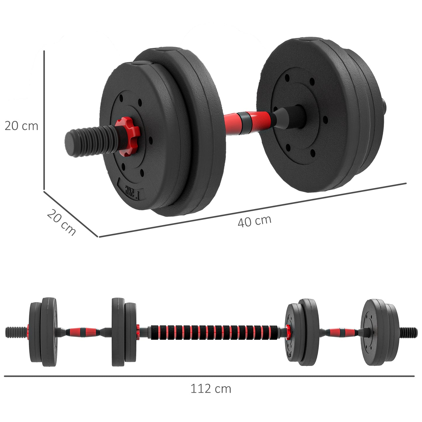 15 kg Adjustable 2 in 1 Barbell Dumbbells Weight Set for Body Fitness