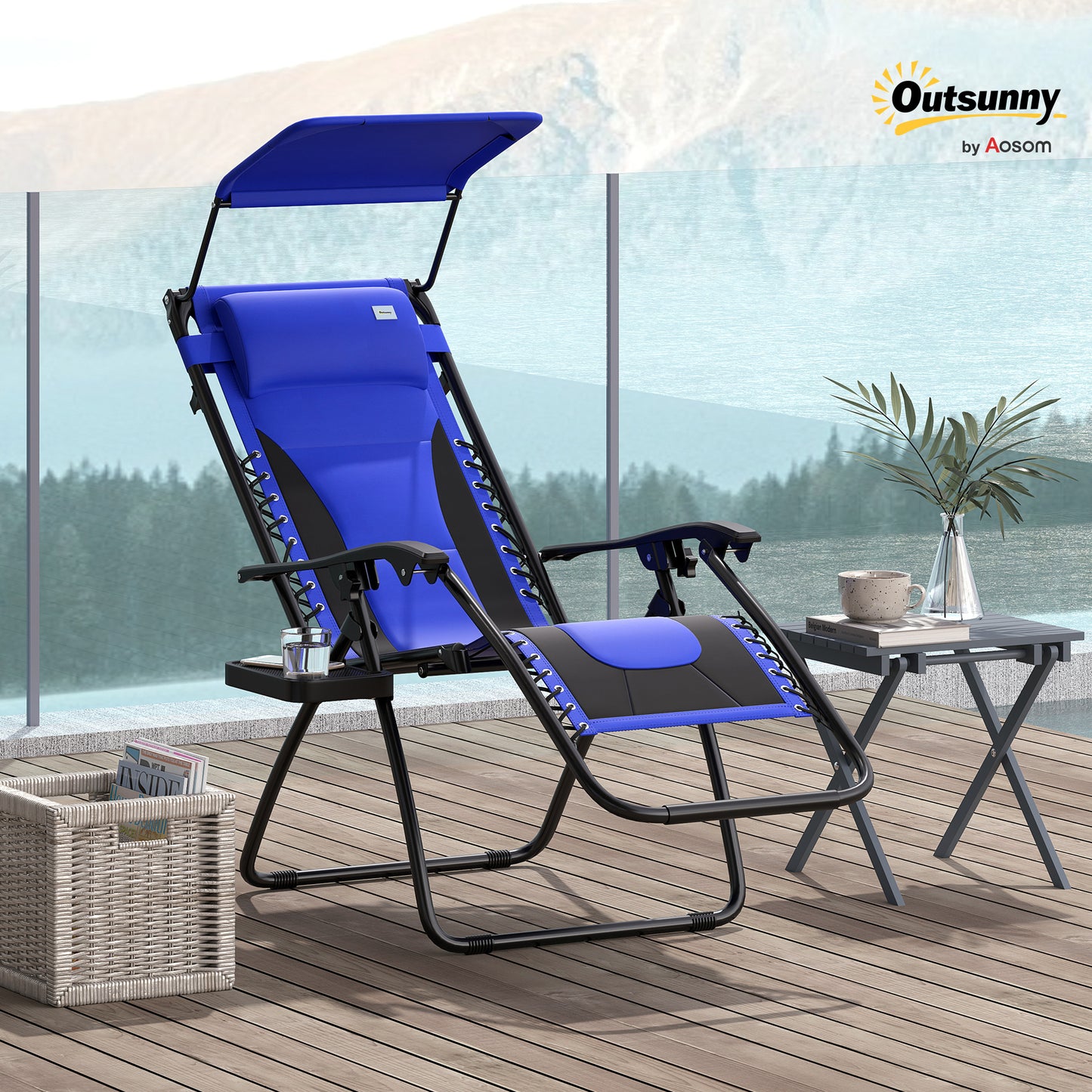 Zero Gravity Lounger Chair, Folding Reclining Chair, Blue