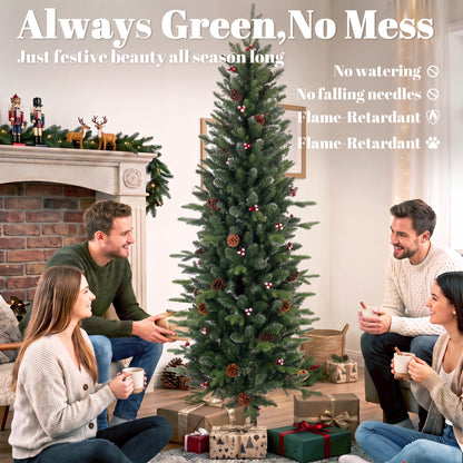 Slim Gracious Pine Xmas Tree with 904 Branch Tips, Green