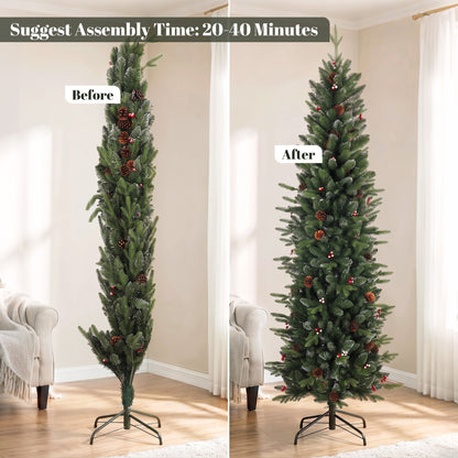 Slim Gracious Pine Xmas Tree with 904 Branch Tips, Green