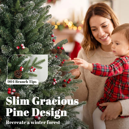 Slim Gracious Pine Xmas Tree with 904 Branch Tips, Green