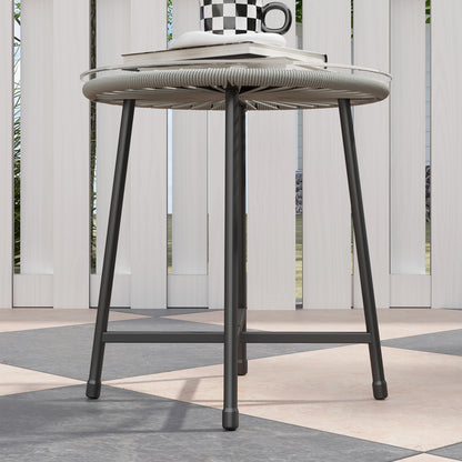 Rattan Bistro Set, Small Balcony Furniture with Cushion, Light Grey