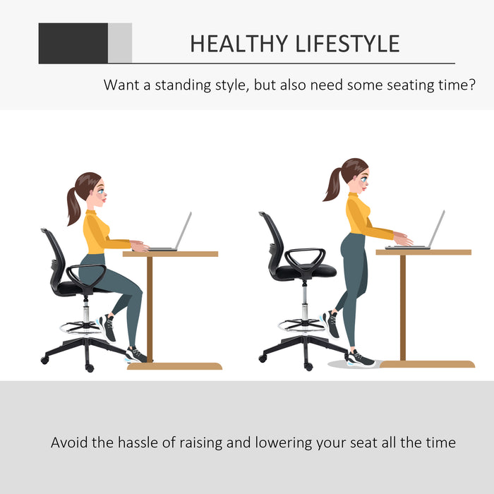 Ergonomic Mesh Back Drafting Chair Tall Office Chair with Adjustable Height and Footrest 360‚àö√á¬¨‚àû Swivel