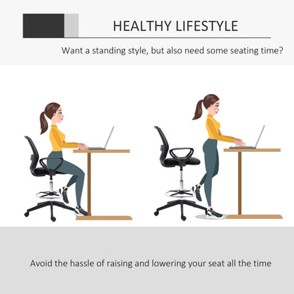 Vinsetto Ergonomic Mesh Back Draughtsman Chairs Tall Office Chair with Adjustable Height and Footrest 360¬¨‚àû Swivel