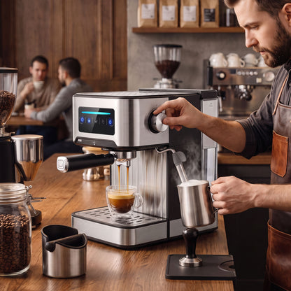 Espresso Machine, 20-Bar, 1.6 L Tank, LED Touch, Black