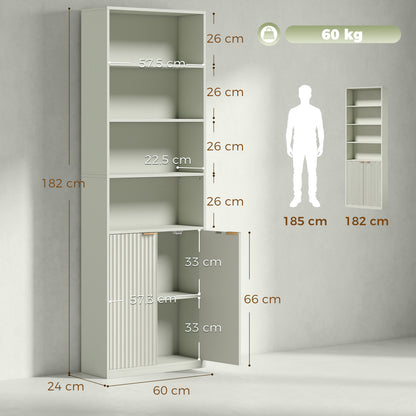 6-Tier Tall Bookcase with Adjustable Shelf Cabinet, Light Green