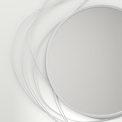 Metal Wall Art 65cm Round Mirror for Living Room Dining Room Silver