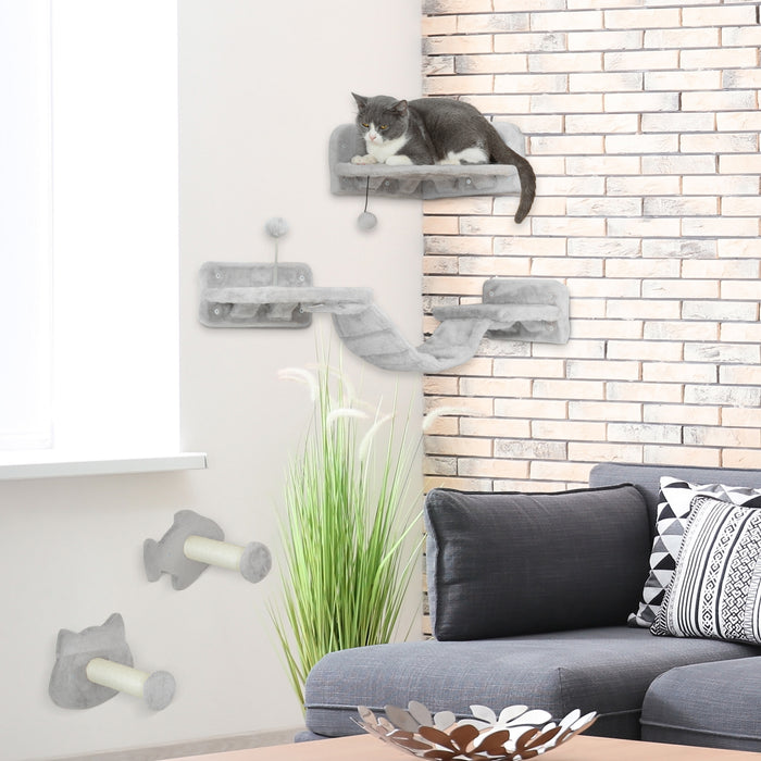 4PCs Cat Wall Shelves with Steps, Ladder, Jumping Platforms