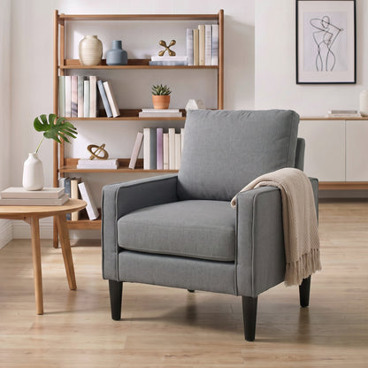 Removable Pillow Linen Accent Chair, Dark Grey