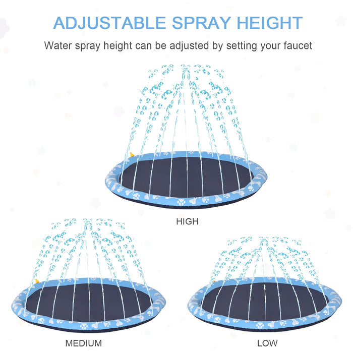 170cm Splash Pad Sprinkler for Pets Dog Bath Pool Water Game Mat Toy Non-slip Outdoor Backyard, Blue