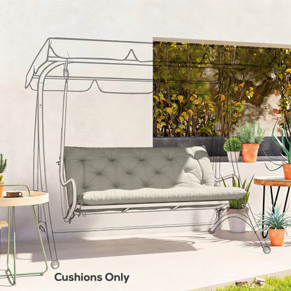 Garden Bench Cushion, Seat Pad with Ties, Light Grey