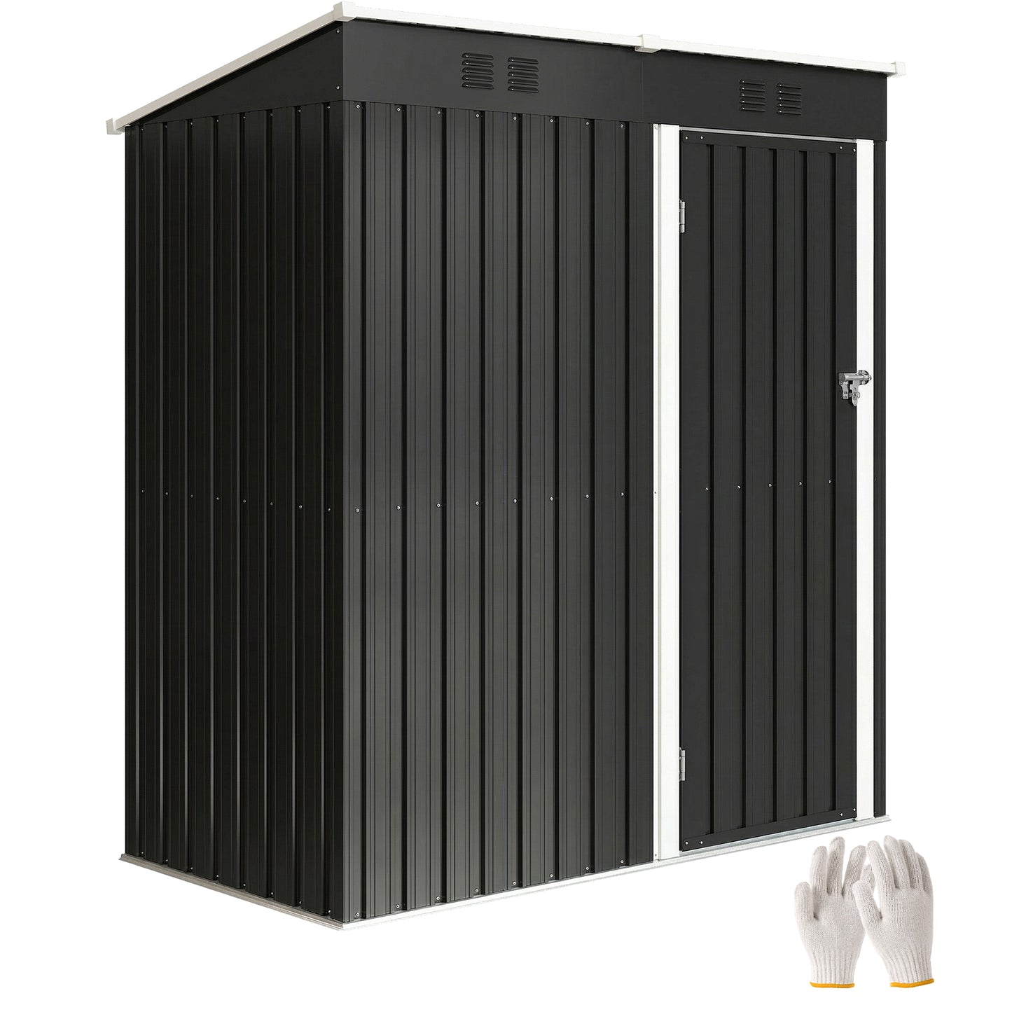 5 x 3 ft Lean-to Garden Shed, Outdoor Storage Shed, Dark Grey