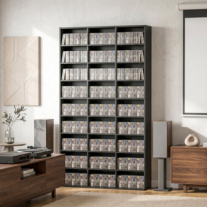 835 CD/500 DVD Storage Unit, Blu-ray Media Storage Shelf, Black