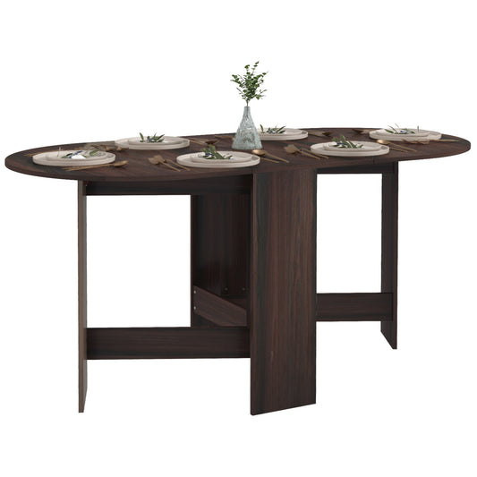 Oval Kitchen Table for Dining Room, Small Space Chocolate Wood Effect