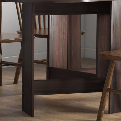 Oval Kitchen Table for Dining Room, Small Space Chocolate Wood Effect