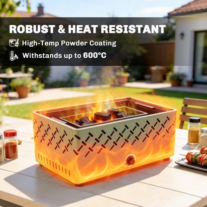 Portable Charcoal BBQ Grill with Built-in Fan, Light Green