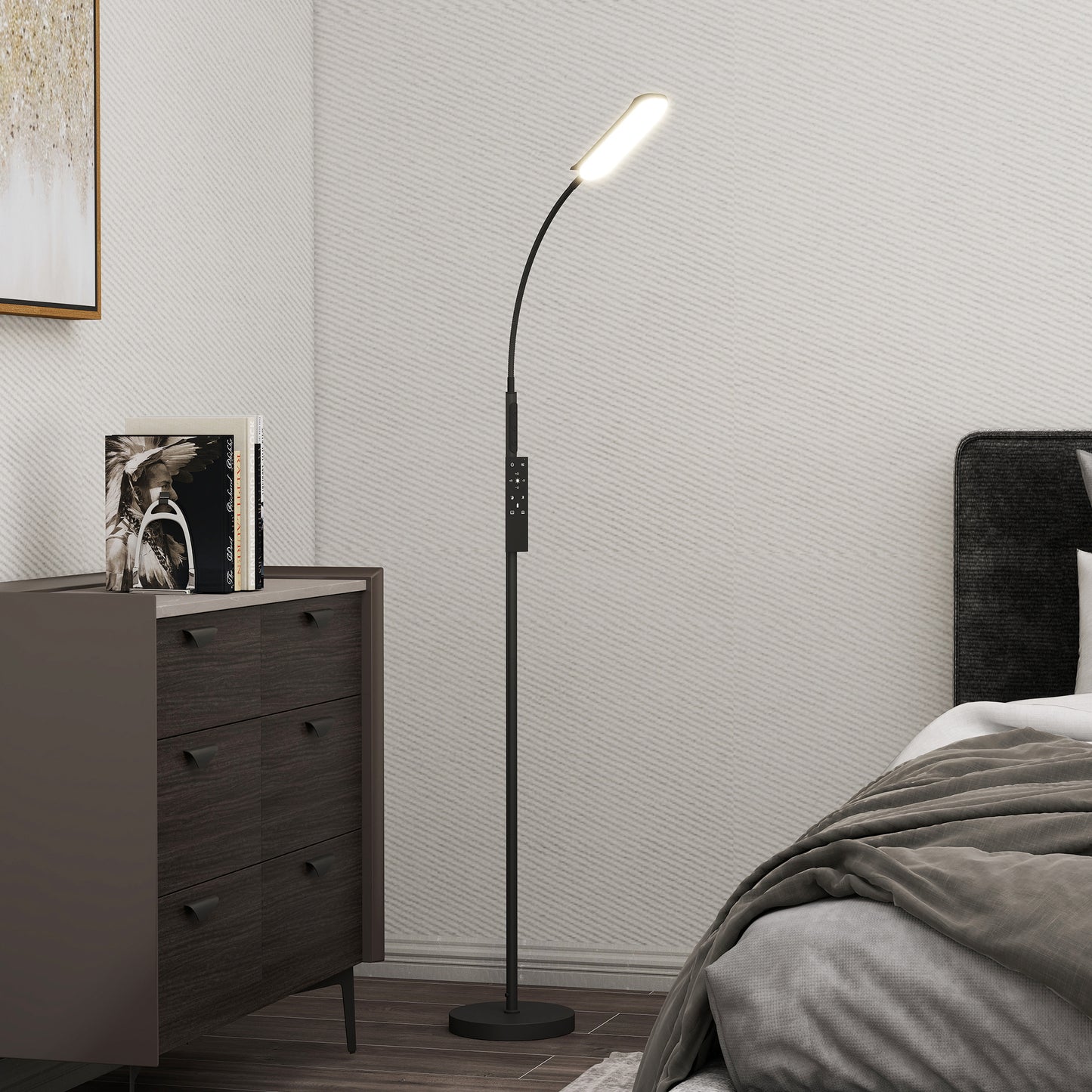 LED Floor Lamp for Living Room with Magnetic Remote Control, Black
